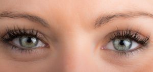Closeup of woman\'s eyes and eyelashes