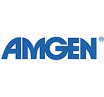Amgen logo in blue type