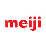 Meiji logo which consists of the name in red letters against a white background