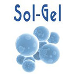 Sol-Gel logo with the name in blue type and textured light blue spheres beneath it.