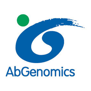 AbGenomics logo featuring a green circle at the top left and a blue swoosh that almost looks like a 6 beneath