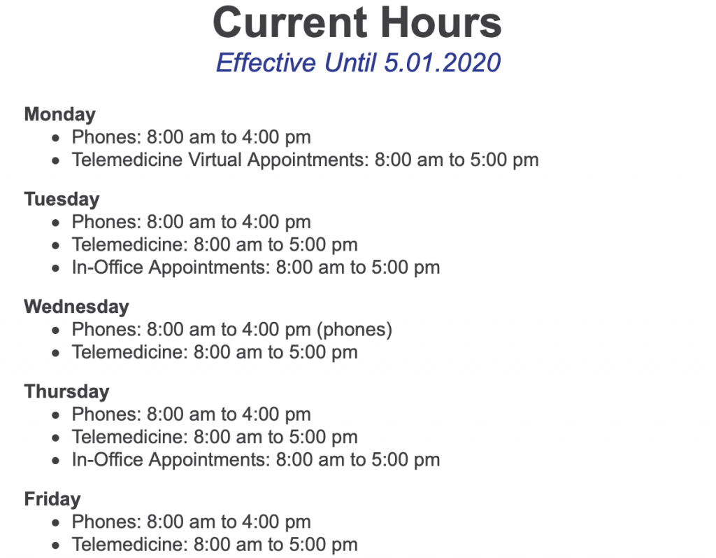 Current Dermatology Associates of Rochester Hours