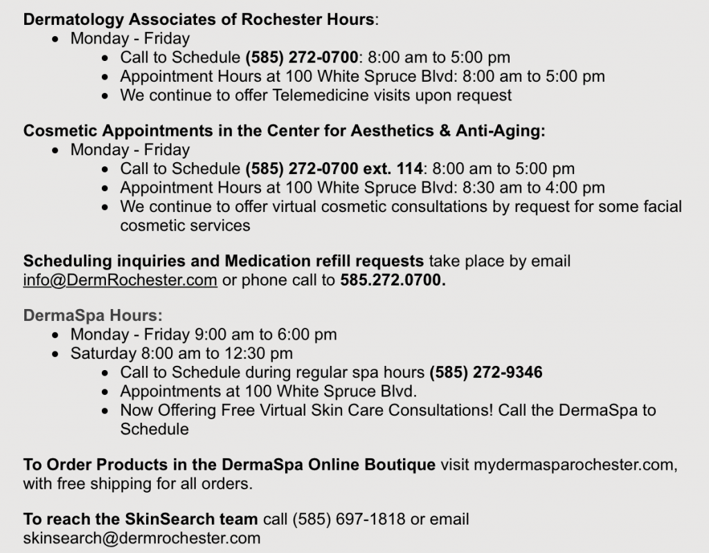 Dermatology Associates of Rochester Hours