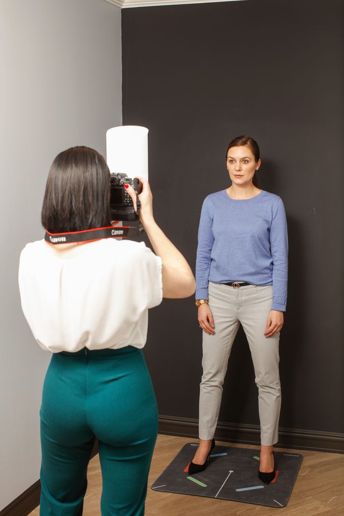 Woman being photographed for Vectra 3D imaging